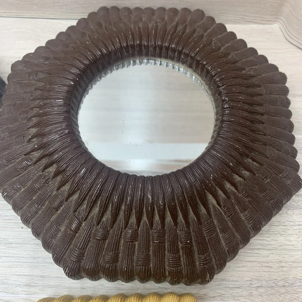 VTG Homeco Interior Yellow Brown Silver Mirror Boho Wall Decor